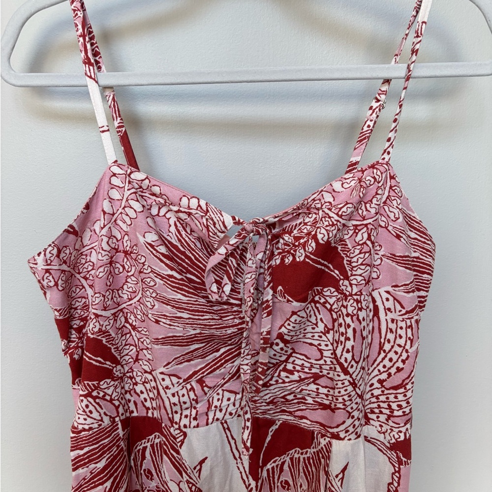 Japna Tropical Print Wide Leg Jumpsuit Linen Cotton Rayon Size Large - Picture 3 of 10